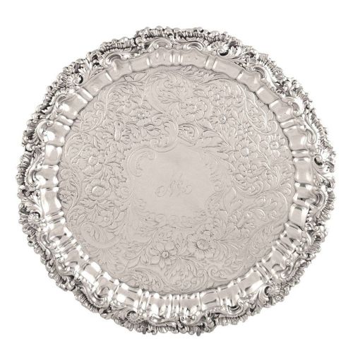 Antique Georgian Sterling Silver 12" Tray / Salver 1826