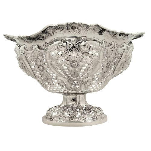 Antique Victorian Sterling Silver 10" Pierced Dish / Bowl 1892