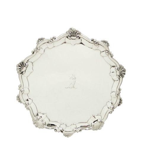 Antique Georgian Sterling Silver 6" Card Tray 1766