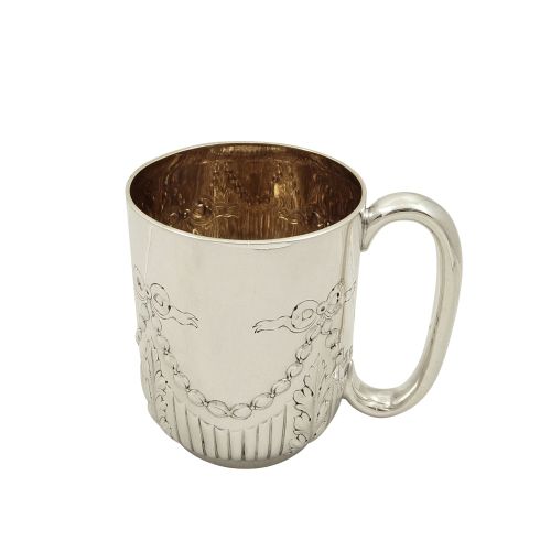 Antique Victorian Sterling Silver Christening Mug / Tankard 1893