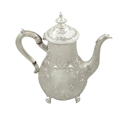 Antique Victorian Sterling Silver 3 Pint Coffee Pot 1869