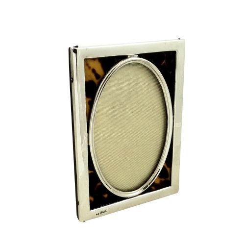 Antique Edwardian Sterling Silver & Tortoiseshell 6 1/2" Photo Frame 1905