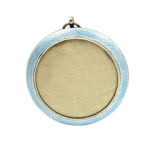Antique Sterling Silver & Light Blue Enamel Photo Frame 1913