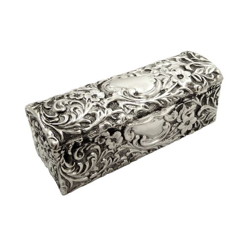 Antique Victorian Sterling Silver Ring Box 1893