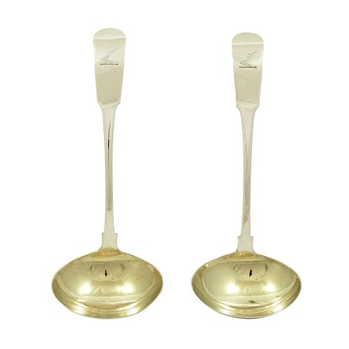 Pair of Antique Georgian Irish Silver Sauce Ladles - Dublin 1811