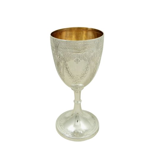 Antique Victorian Sterling Silver 6" Wine Goblet 1879
