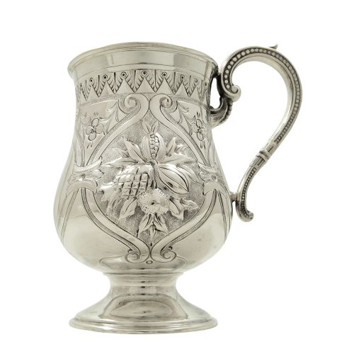 Antique Victorian Sterling Silver Christening Mug / Tankard 1875