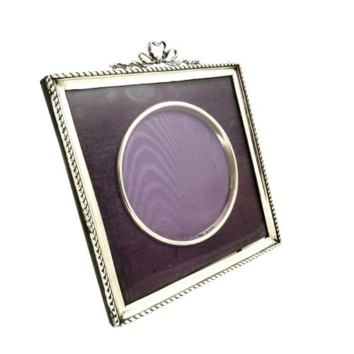 Antique Edwardian Sterling Silver 'Bow/ribbon' Photo Frame 1902
