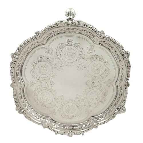 Antique Edwardian Sterling Silver 9" Tray / Salver 1907
