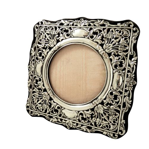 Antique Art Nouveau Sterling Silver 7" X 7" Photo Frame 1903