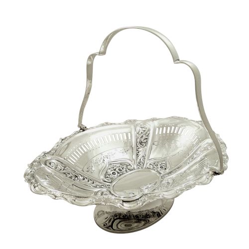 Antique Edwardian Sterling Silver 11" Basket 1905