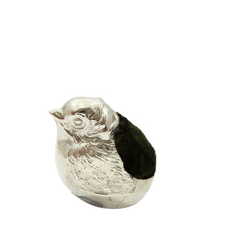 Antique Edwardian Sterling Silver Chick / Bird Pin Cushion 1908