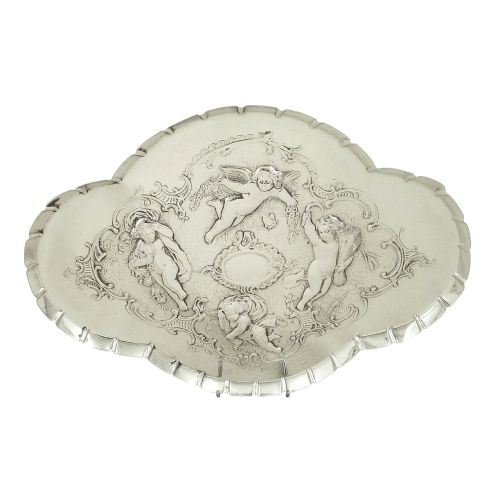 Antique Edwardian Sterling Silver 'Cherub' Dressing Tray 1902