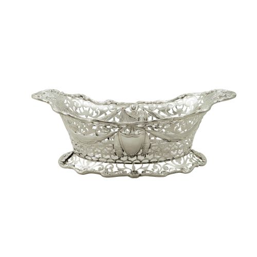 Antique  Edwardian Sterling Silver Pierced Basket / Dish 1901