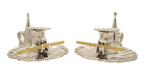 fig 1. Pair of Antique Georgian Sterling Silver Chambersticks - Garrards 1828