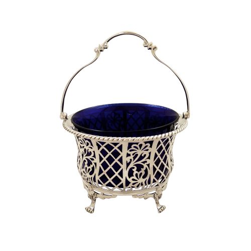 Antique Sterling Silver Pierced Basket with Liner 1926