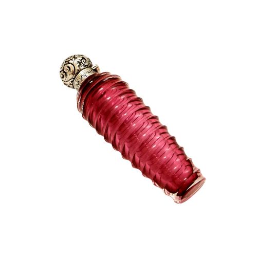 Antique Victorian Sterling Silver & Cranberry Glass Swirl Perfume / Scent Bottle 1896