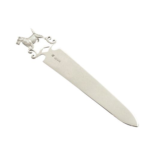 Antique Victorian Sterling Silver Novelty Dog Letter Opener 1898 - Terrier