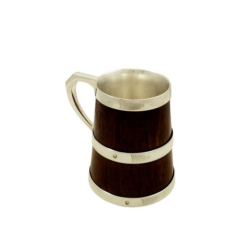 Antique Victorian Silver Plated & Oak Tankard C1880