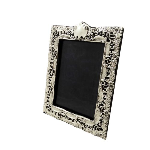 Antique Edwardian Sterling Silver 8" Photo Frame 1902