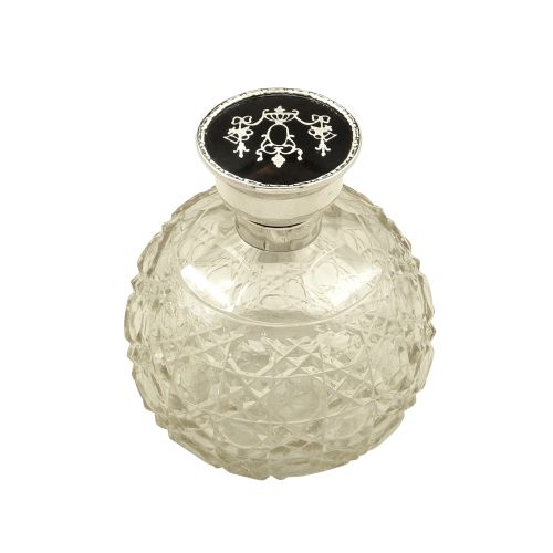 Antique Sterling Silver & Tortoiseshell Perfume / Scent Bottle 1917