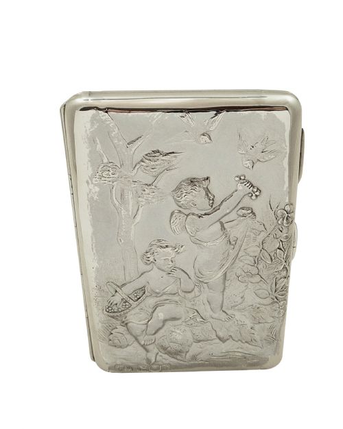 fig 1. Antique Victorian Sterling Silver Card Case / Aide Memoire in Case 1897
