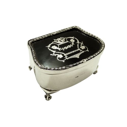 Antique Edwardian Sterling Silver & Tortoiseshell Trinket Box 1906
