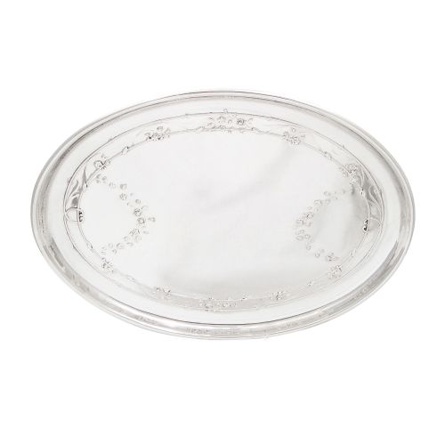 Antique Edwardian Sterling Silver Oval Dressing Tray 1907