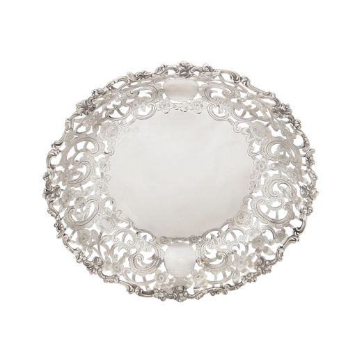 Antique Edwardian Sterling Silver 9" Pierced Dish / Bowl 1902