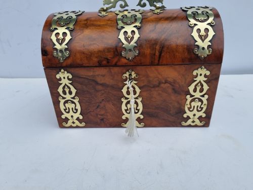 VICTORIAN WALNUT DOME TOP STATIONERY BOX 9 C 1860 - ADDITIONAL PHOTO 10