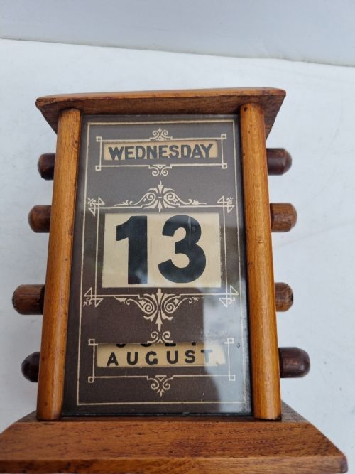 fig 1. Antique Victorian perpetual calendar in walnut 15cm c1880