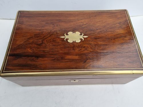 REGENCY ROSEWOOD BRASS BOUND WRITING BOX 40CM IN EXCELLENT CONDITION C1820 - ADDITIONAL PHOTO 1