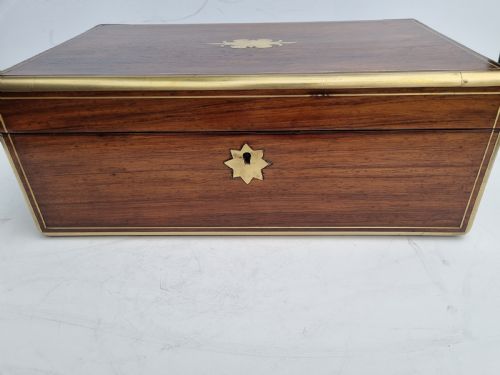 REGENCY ROSEWOOD BRASS BOUND WRITING BOX 40CM IN EXCELLENT CONDITION C1820 - ADDITIONAL PHOTO 2