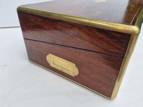 REGENCY ROSEWOOD BRASS BOUND WRITING BOX 40CM IN EXCELLENT CONDITION C1820 - ADDITIONAL PHOTO 3