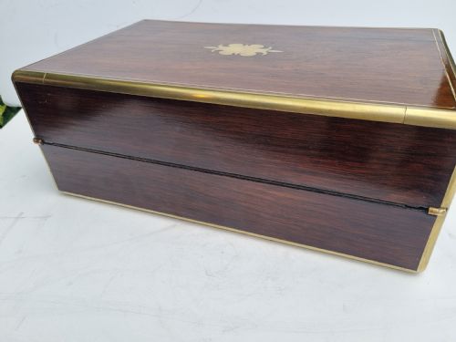 REGENCY ROSEWOOD BRASS BOUND WRITING BOX 40CM IN EXCELLENT CONDITION C1820 - ADDITIONAL PHOTO 4
