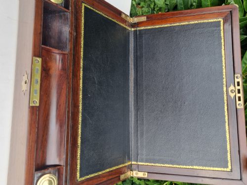REGENCY ROSEWOOD BRASS BOUND WRITING BOX 40CM IN EXCELLENT CONDITION C1820 - ADDITIONAL PHOTO 5