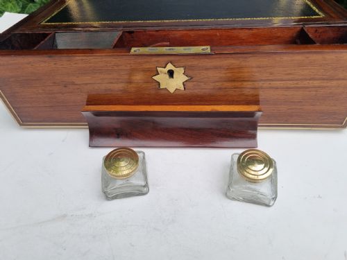 REGENCY ROSEWOOD BRASS BOUND WRITING BOX 40CM IN EXCELLENT CONDITION C1820 - ADDITIONAL PHOTO 6