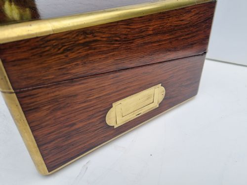 REGENCY ROSEWOOD BRASS BOUND WRITING BOX 40CM IN EXCELLENT CONDITION C1820 - ADDITIONAL PHOTO 9