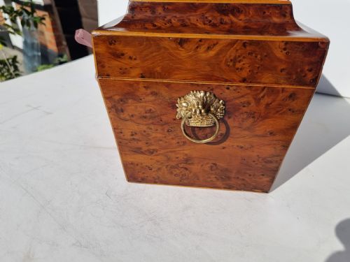 GEORGIAN BURR YEW TEA CADDY 30CM C 1800 - ADDITIONAL PHOTO 2