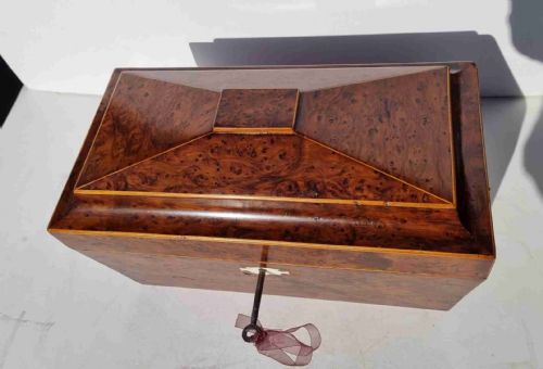 GEORGIAN BURR YEW TEA CADDY 30CM C 1800 - ADDITIONAL PHOTO 1