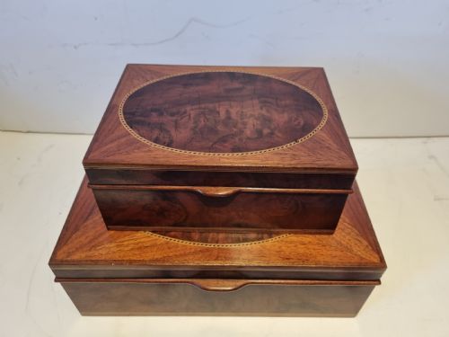 fig 1. Pair unusual Edwardian cigar humidors in excellent condition.