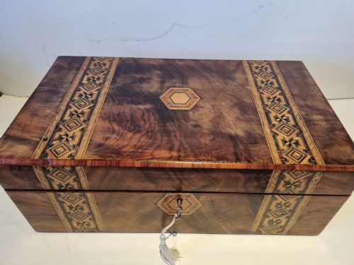 fig 1. Victorian walnut and inlaid writing box c 1880 40 cm in excellent condition