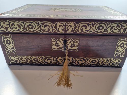 REGENCY ROSEWOOD AND BRASS BOUND WRITING BOX 36CM C 1830 - ADDITIONAL PHOTO 2
