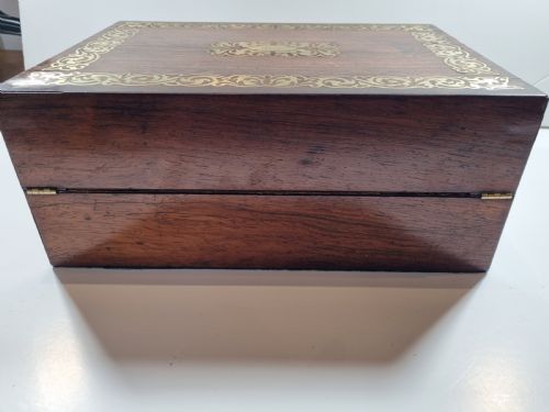 REGENCY ROSEWOOD AND BRASS BOUND WRITING BOX 36CM C 1830 - ADDITIONAL PHOTO 4