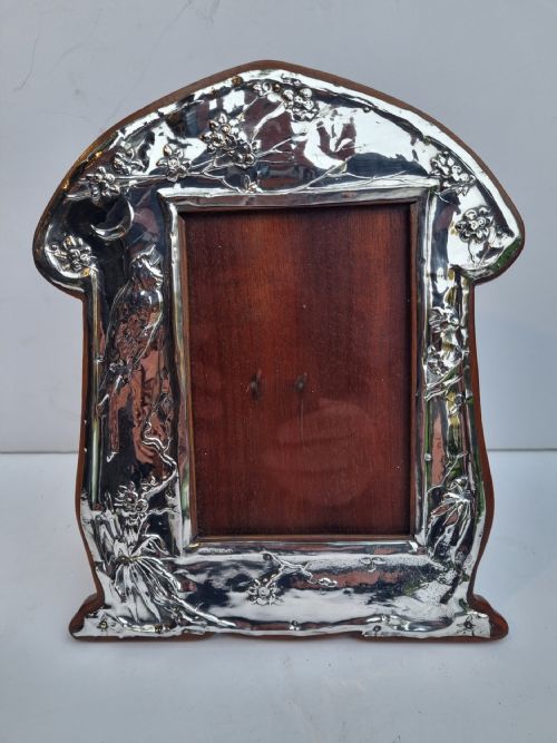 Antique Art Nouveau Silver Frame with Bird 24cm Birmingham 1904