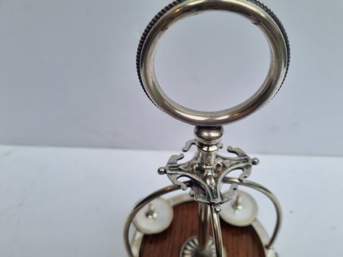 VICTORIAN SILVER PLATE AND OAK 4 PIECE EGG CRUET C 1880 - ADDITIONAL PHOTO 5