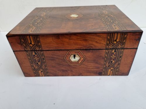fig 1. Victorian 30cm inlaid walnut document box c 1880