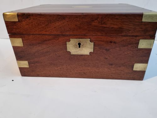 fig 1. Victorian 30cm walnut brass bound writing box c 1880