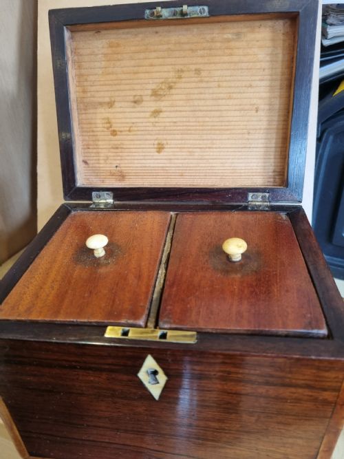GEORGIAN ROSEWOOD AND SHELL INLAY CADDY C 1820 - ADDITIONAL PHOTO 2