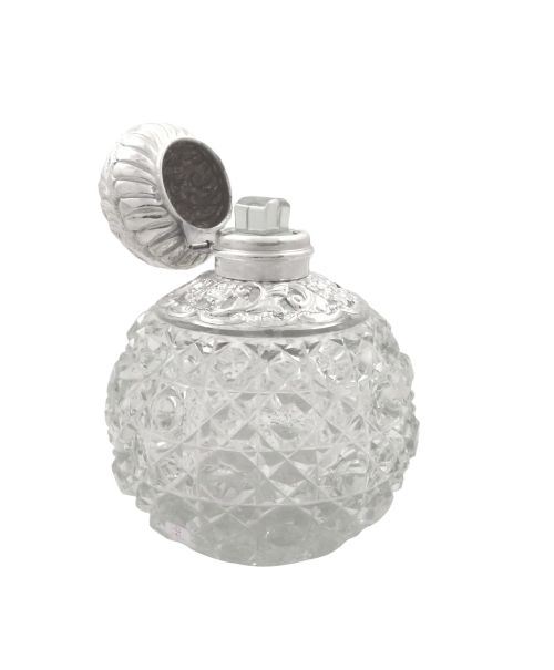 ANTIQUE EDWARDIAN STERLING SILVER CUT GLASS SCENT PERFUME BOTTLE 1901 - ADDITIONAL PHOTO 5